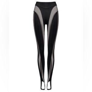 H&M x MUGLER SHEER SPIRAL LEGGINGS - BLACK